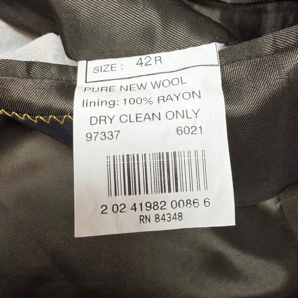Flawed Brooks Brothers Mens 42R Wool Blazer Jacket Brown Grey Windowpane Check